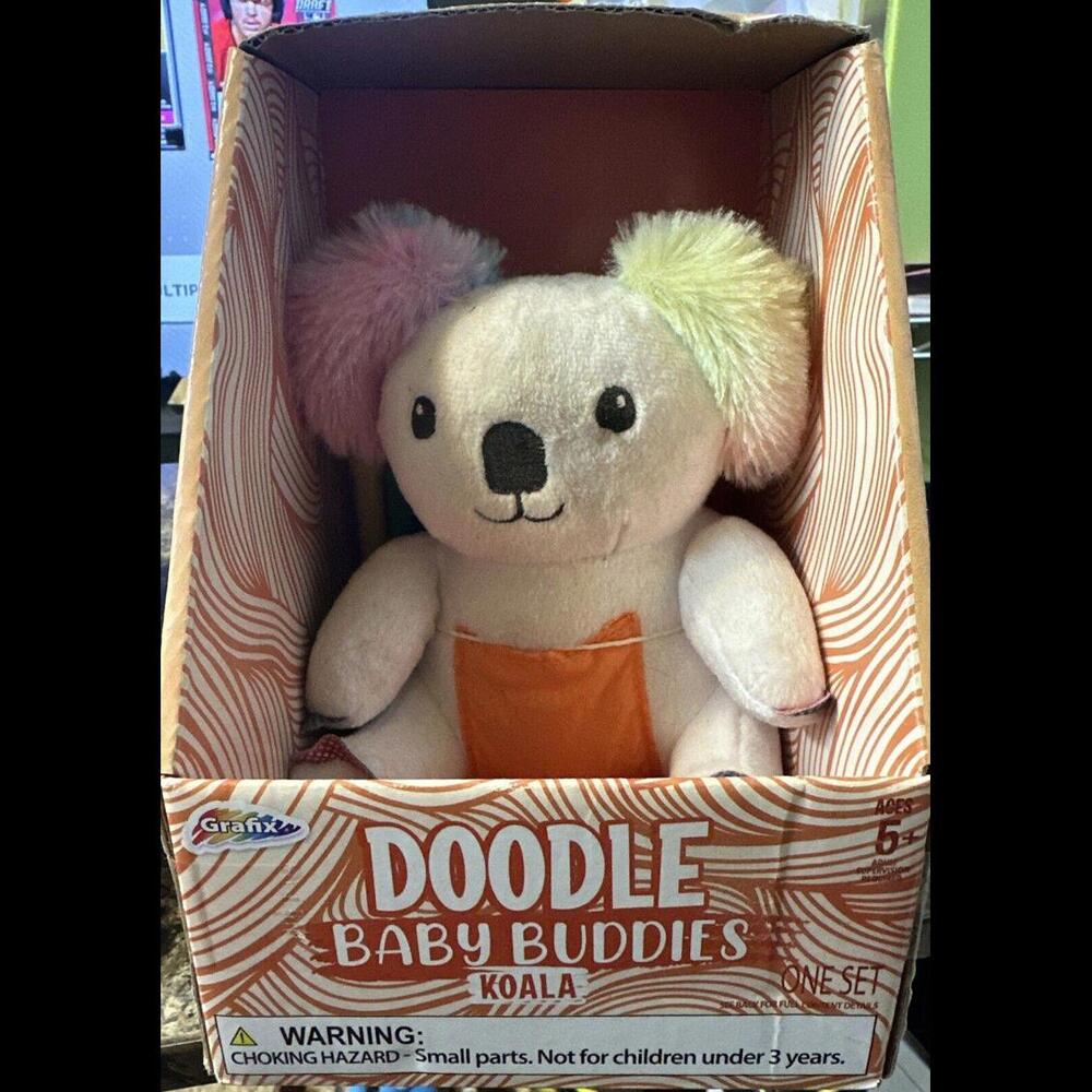 RMS RAINBOW KOALA BEAR DESK SHELF SITTER WEIGHTED BUM PLUSH TOY W/ POUCH